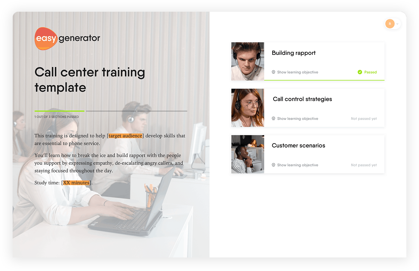 Call center training template