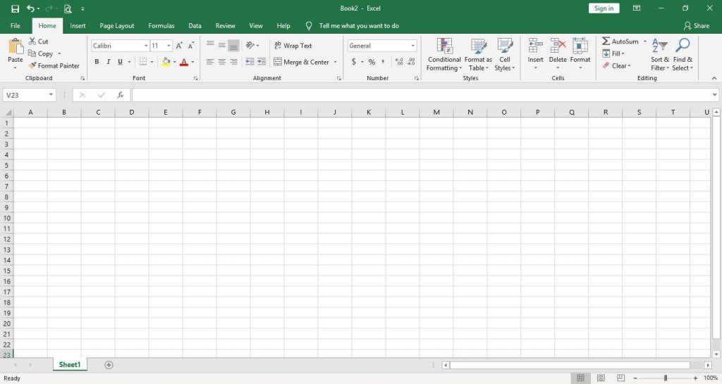 Excel default worksheet