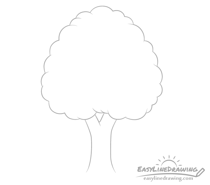 As this is a cartoon tree draw the leaves as a sort of cloud shape above the . How To Draw A Tree Step By Step Easylinedrawing