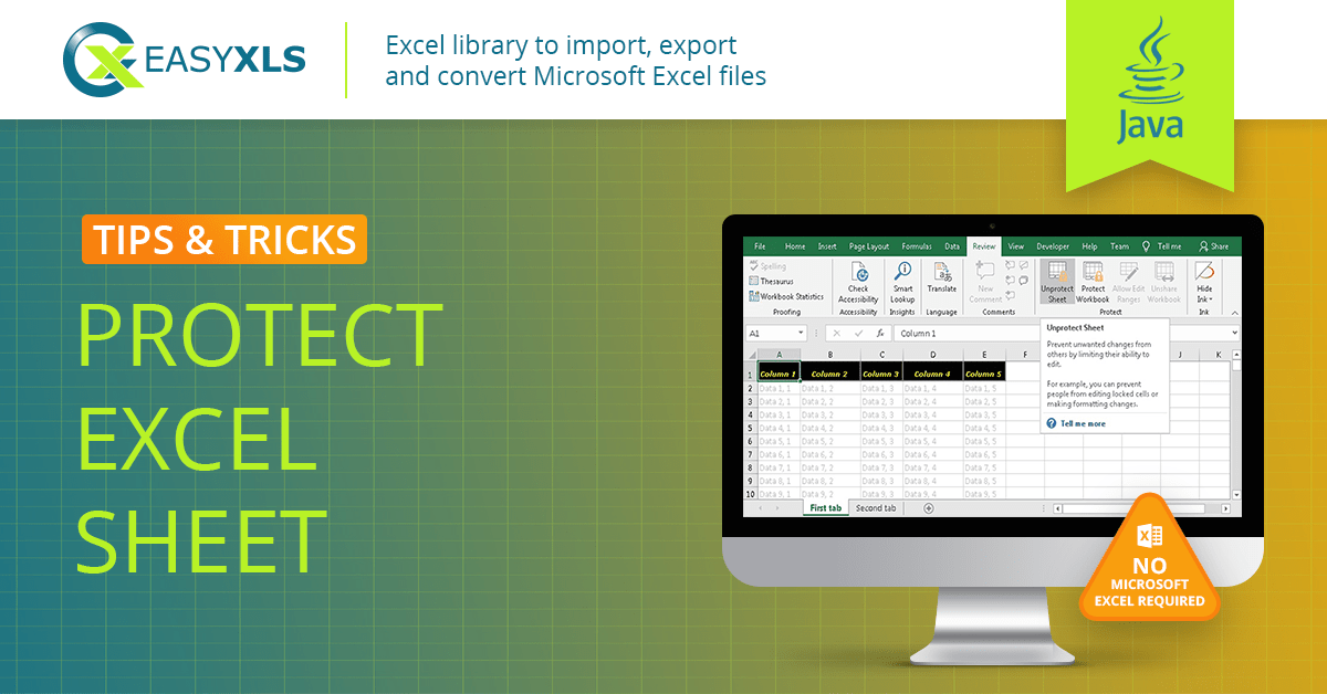 Protect excel sheet and cells in java