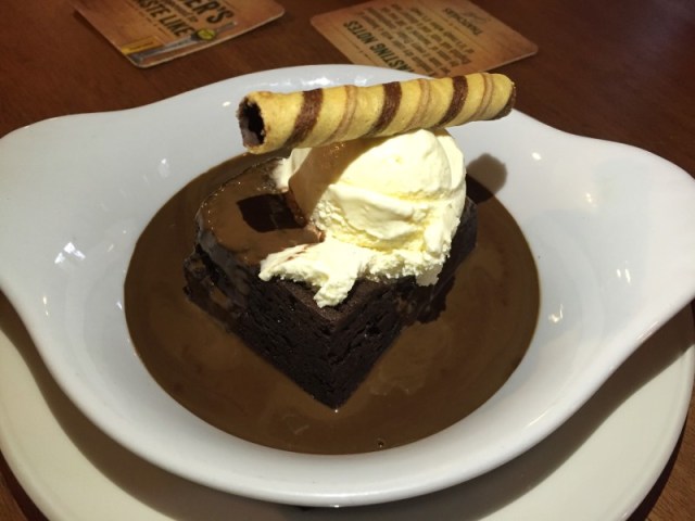 Chocolate brownie at the Rose and Crown, Ratley