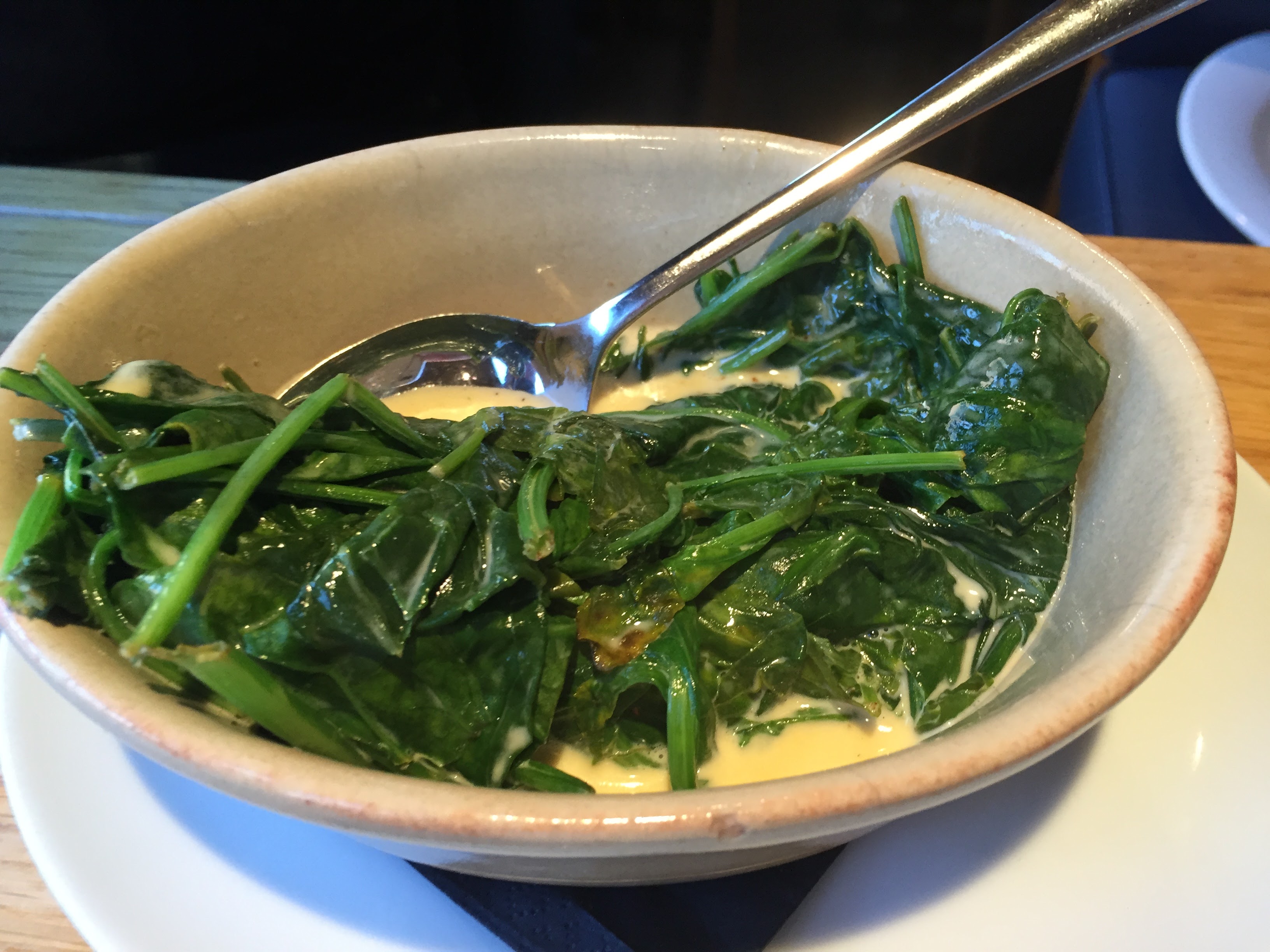 Creamed spinach at the Glass Boat, Bristol