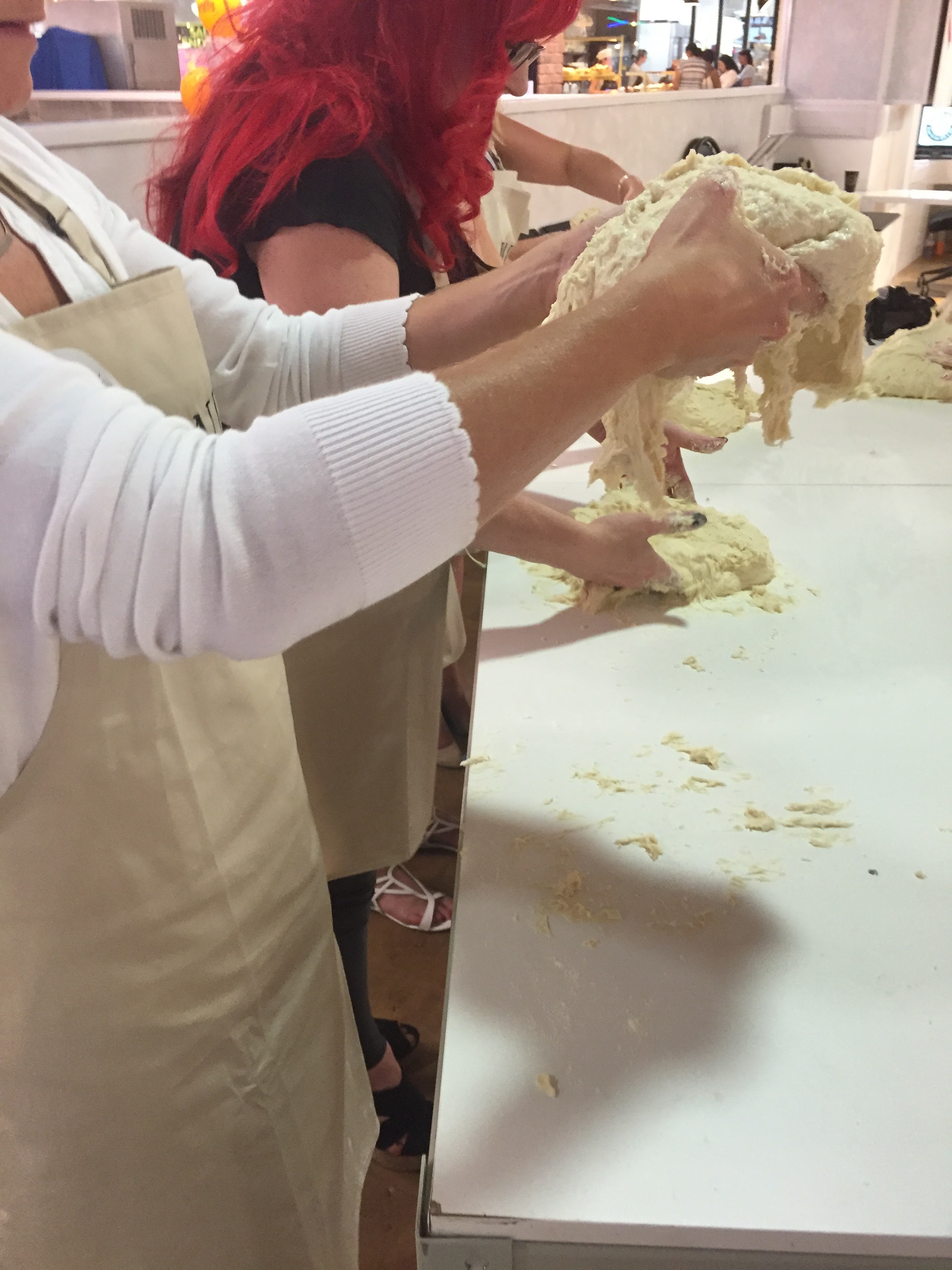 Kneading dough for bread