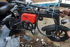 A black and red e-bike