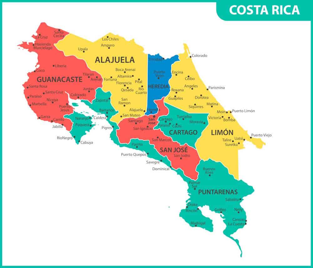 Colorful Costa Rica Map 2026 Visit Land Of The Ticos Costa Rica Map 