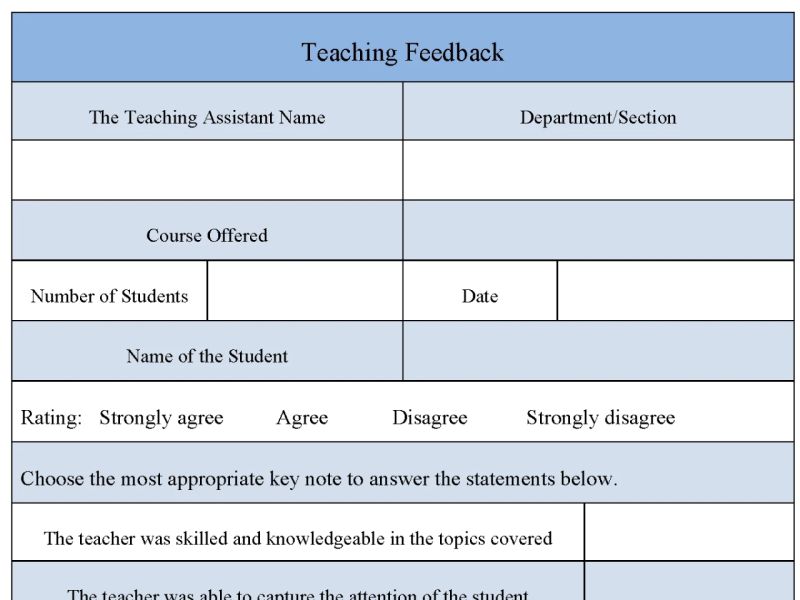 Instructor Feedback Fillable Pdf Form Editable Pdf Forms - Premium Light Background Gallery - HD