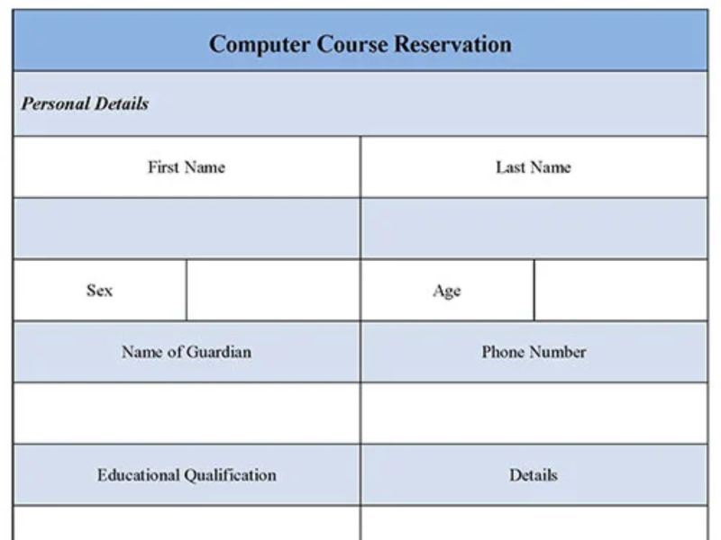Computer Course Reservation Form Editable Pdf Forms - Premium Minimal Image Gallery - 4K