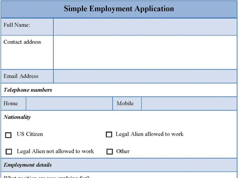 Simple Employment Application Template - Ocean Art Collection - Full HD Quality