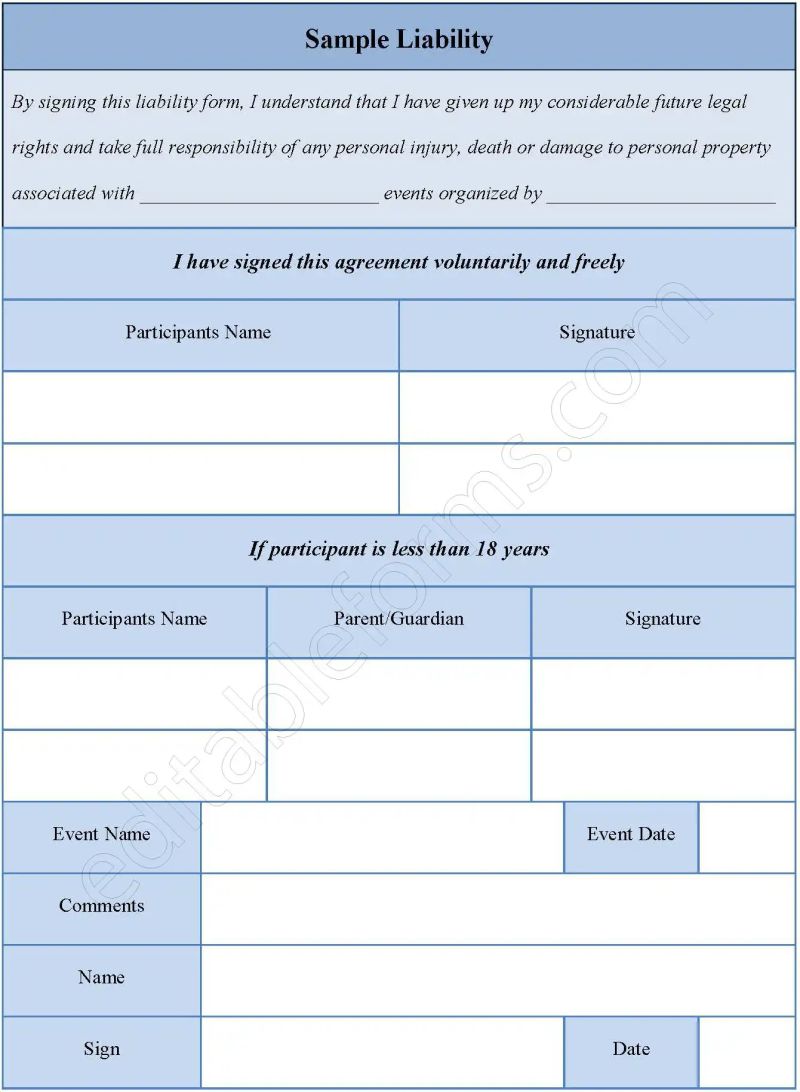 Sample Printable Liability Form Forms Template 2025 - Light Design Collection - Retina Quality