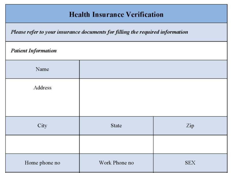 Health Insurance Verification Form | Editable PDF Forms