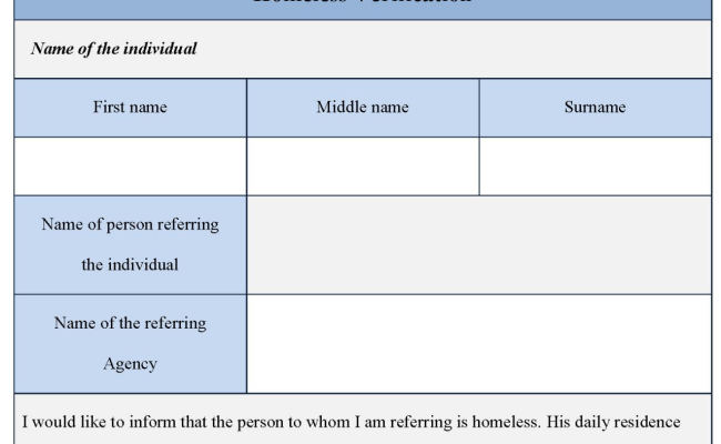 Homeless Verification Form | Editable PDF Forms