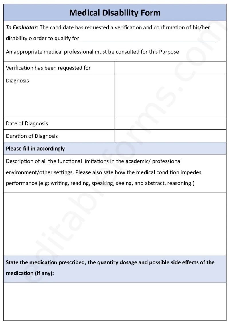 Medical Disability Form - Light Patterns - Classic High Resolution Collection