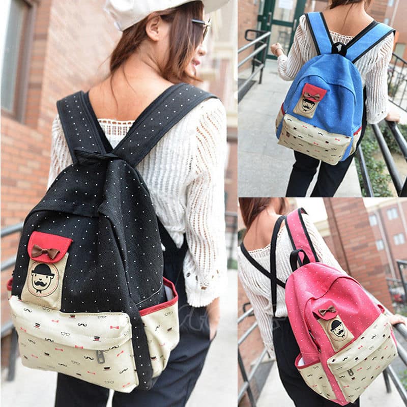 Black Women Lady Canvas Rucksack Backpack Travel Girls School College Gym Shoulder Bag Ladies Handbags Uk Satchels Messenger And Cross Body Bags School And College Bag Rucksacks And Backpacks Travel