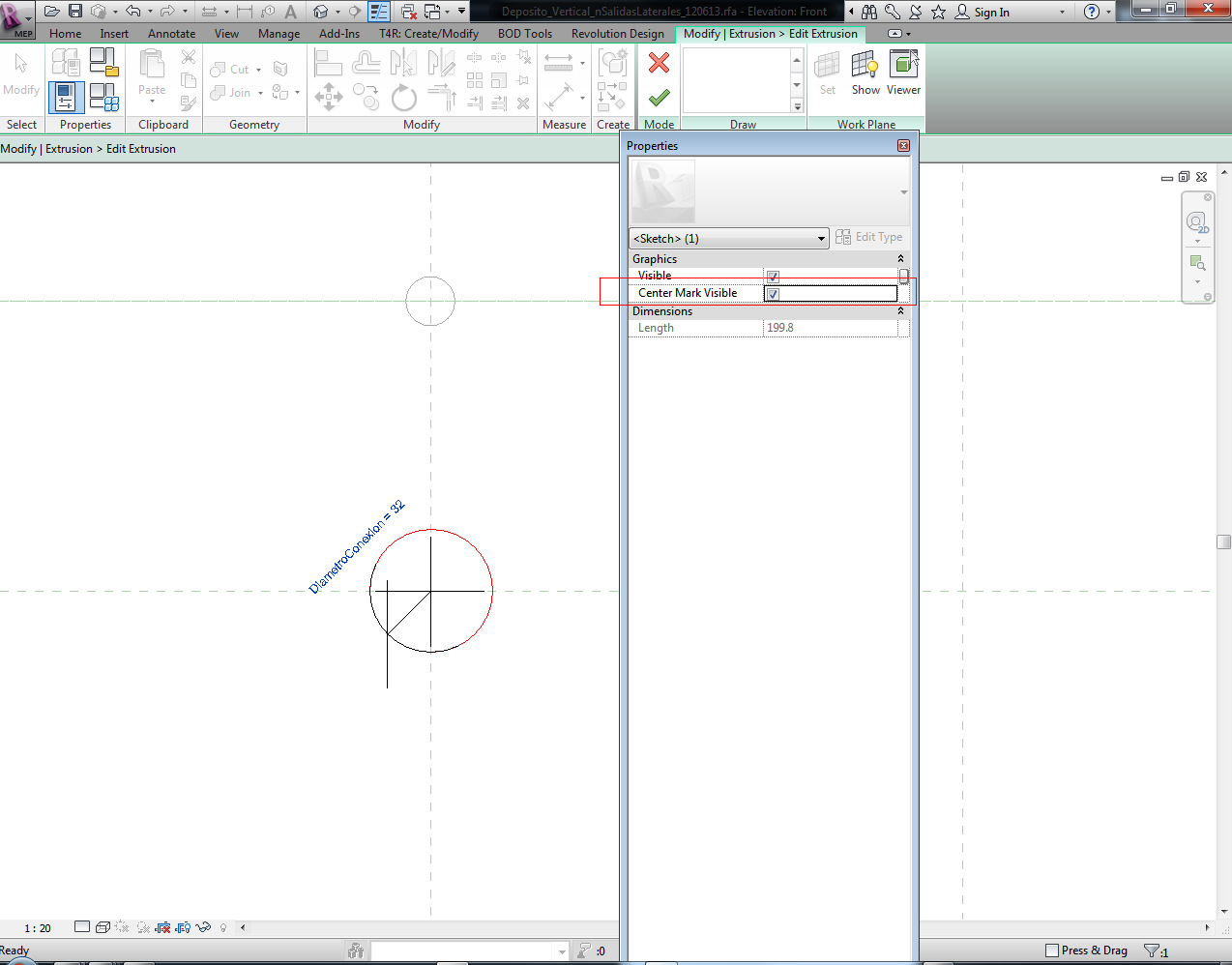 Revit tips and tricks. How to align a circle. Center Mark Visible