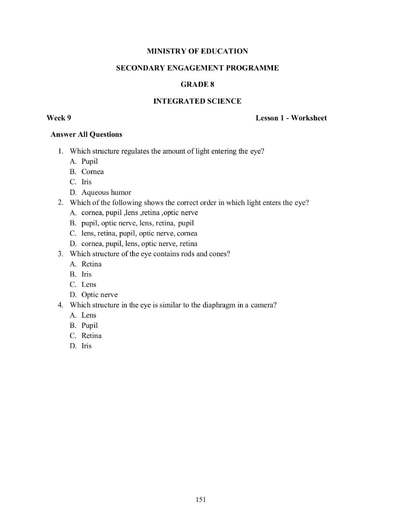 grade 8 worksheets integrated science