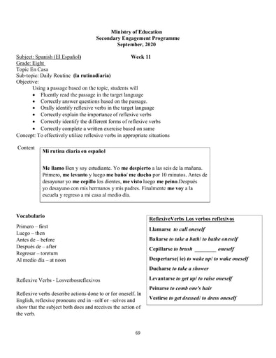 grade 8 worksheets spanish