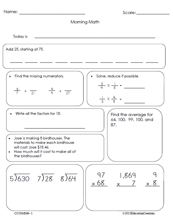 Morning Math Morning Math