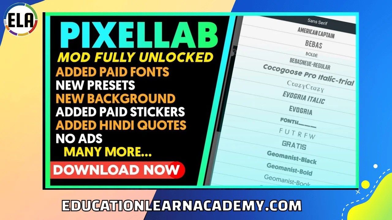 PixelLab Mod Apk (Premium Unlocked) www.educationlearnacademy.com
