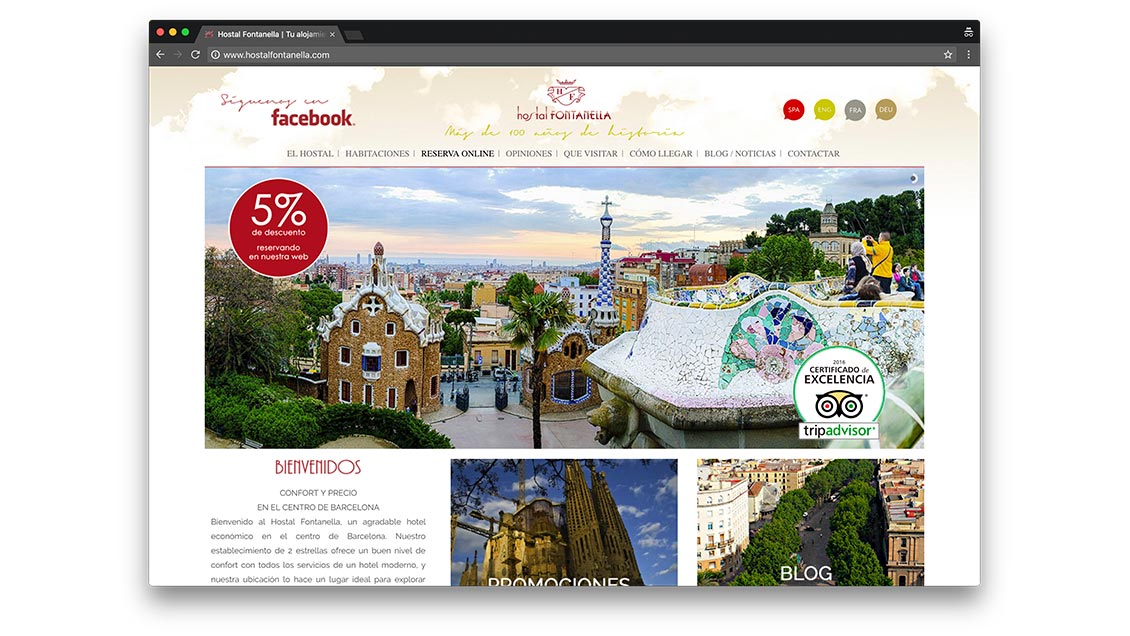 Diseno Web Hostal Fontanella De Barcelona Agencia Effortsl Net
