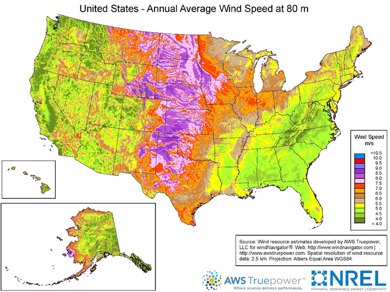 Locations Of Wind Farms US Resource Map Large.