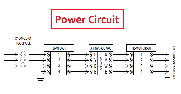 Wire the circuit breaker, then a three pole changeover switch, then the vfd, then the star delta in series. Vfd Start Stop Wiring Diagram Electrical4u