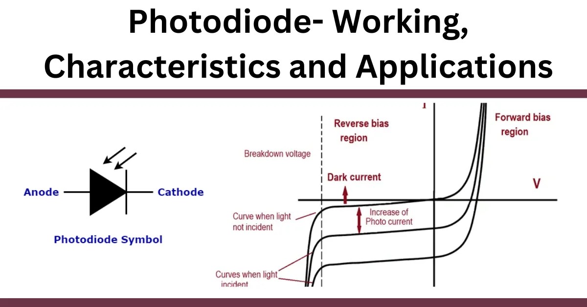 Photodiode symbol, Working, Modes, Characteristics, Applications