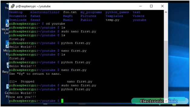 Raspberry Pi first Program and Basic commands, Python