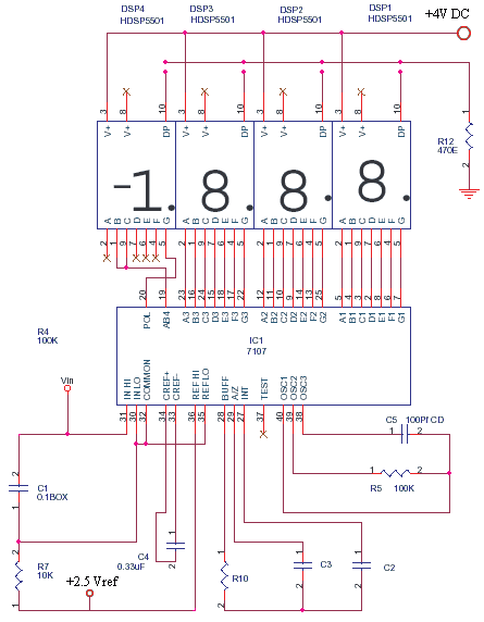 Voltmeter Circuit Diagram Using 7107