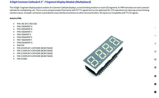 4 Digit Common Cathode 0.5 - 7 Segment Display Module (Multiplexed ...