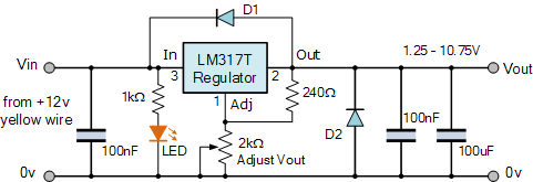 Variable Voltage Power Supply Using The Lm317t