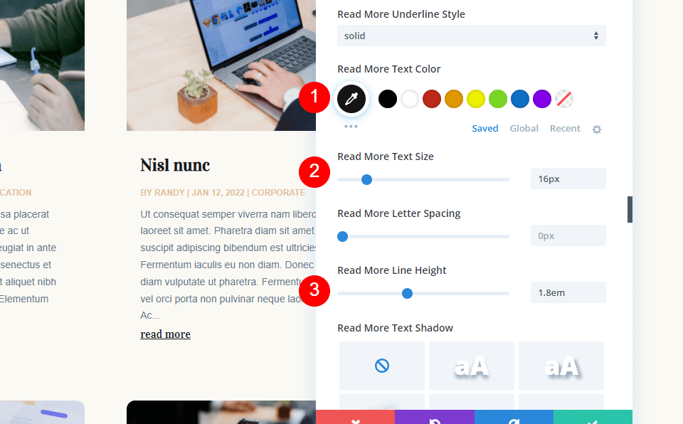 A második blogmodul stílusának kialakítása