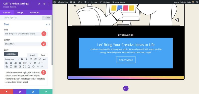 Divi Theme Create An Animated Call To Action Module - Sunset Design Collection - 8K Quality