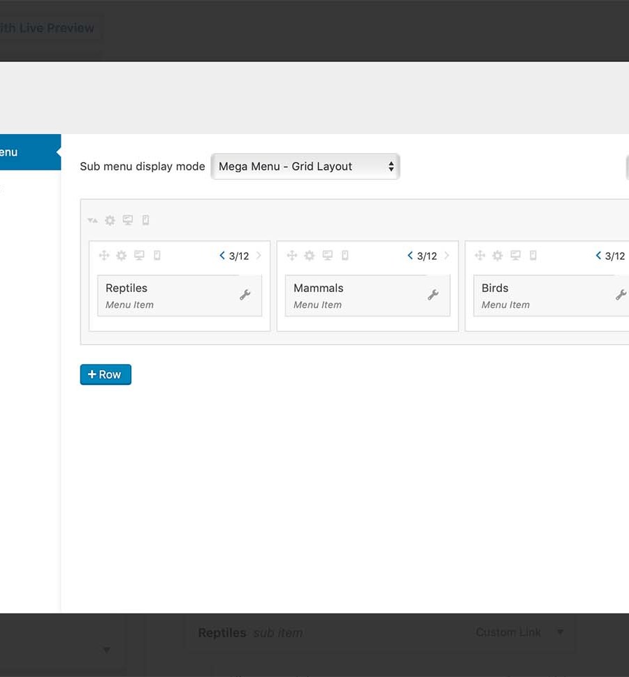 Max Mega Menu's visual editor