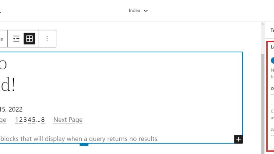Query Loop Sidebar Settings - Layout Nested Content Width