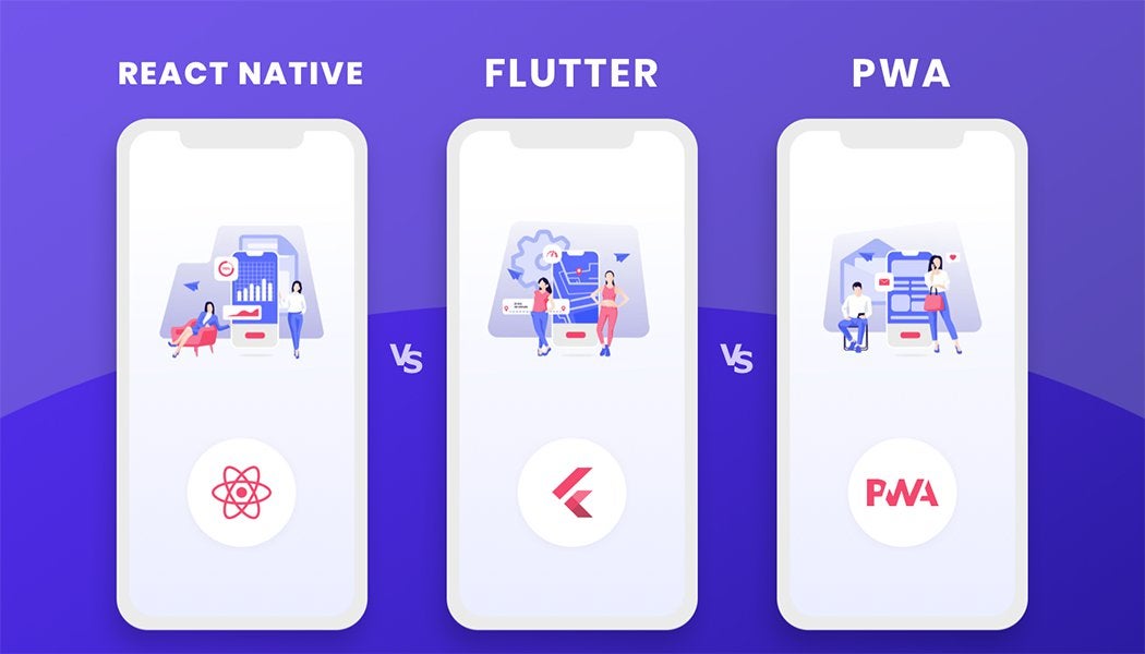 Comparison between flutter, react native and pwa