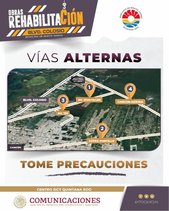 Obras en el bulevar Colosio de Cancún inician este lunes 