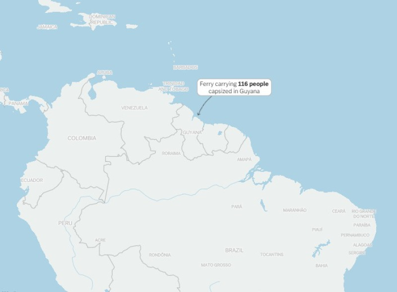 Un ferry naufraga frente a las costas de Guyana; van 67 rescatados