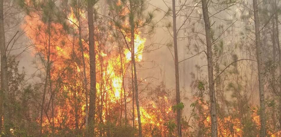Incendio en Sierra de Bahoruco mantiene amplia humareda en Pedernales y parte de Haití