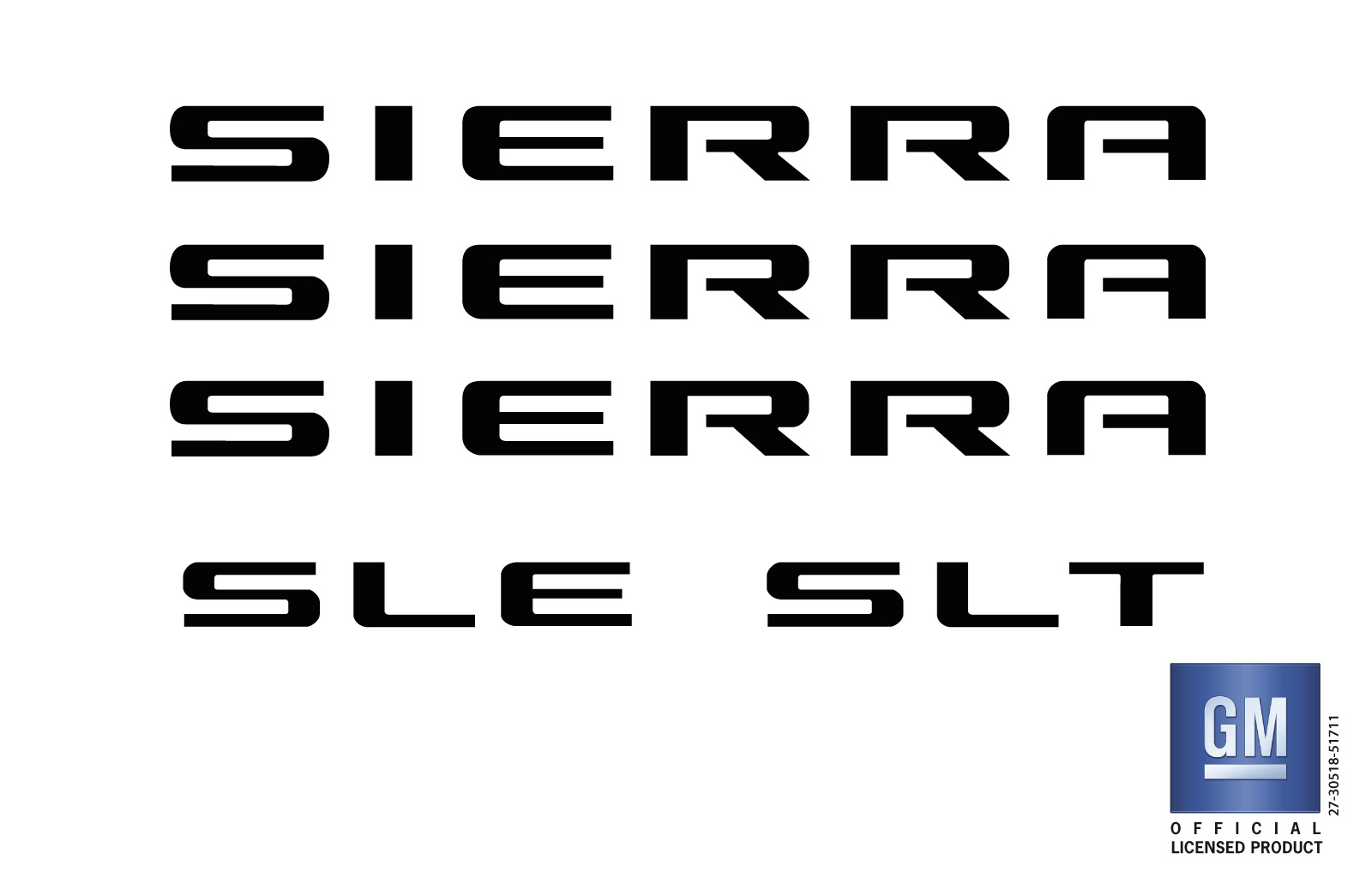 Gmc sierra truck sle slt emblem overlay decals 2007-2018 gm official