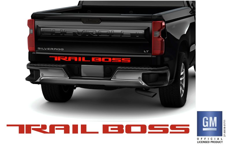 Chevy silverado trail boss z71 tailgate lettering decal red 2019-2022