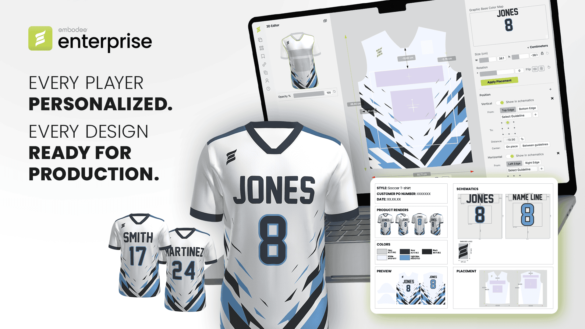 3D teamwear design and production-ready files in Embodee Enterprise