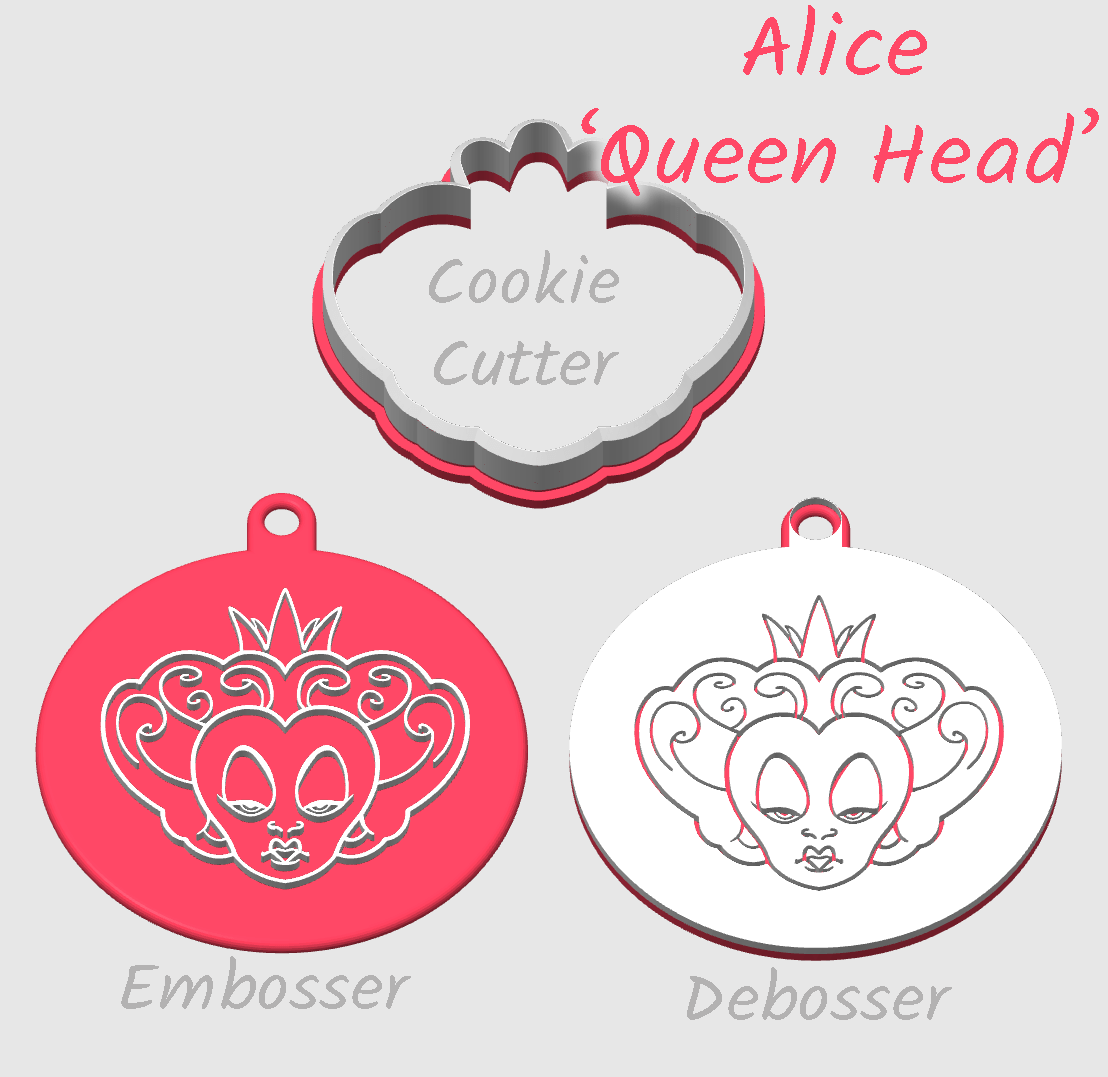 Alice in wonderland queen of hearts embosser
