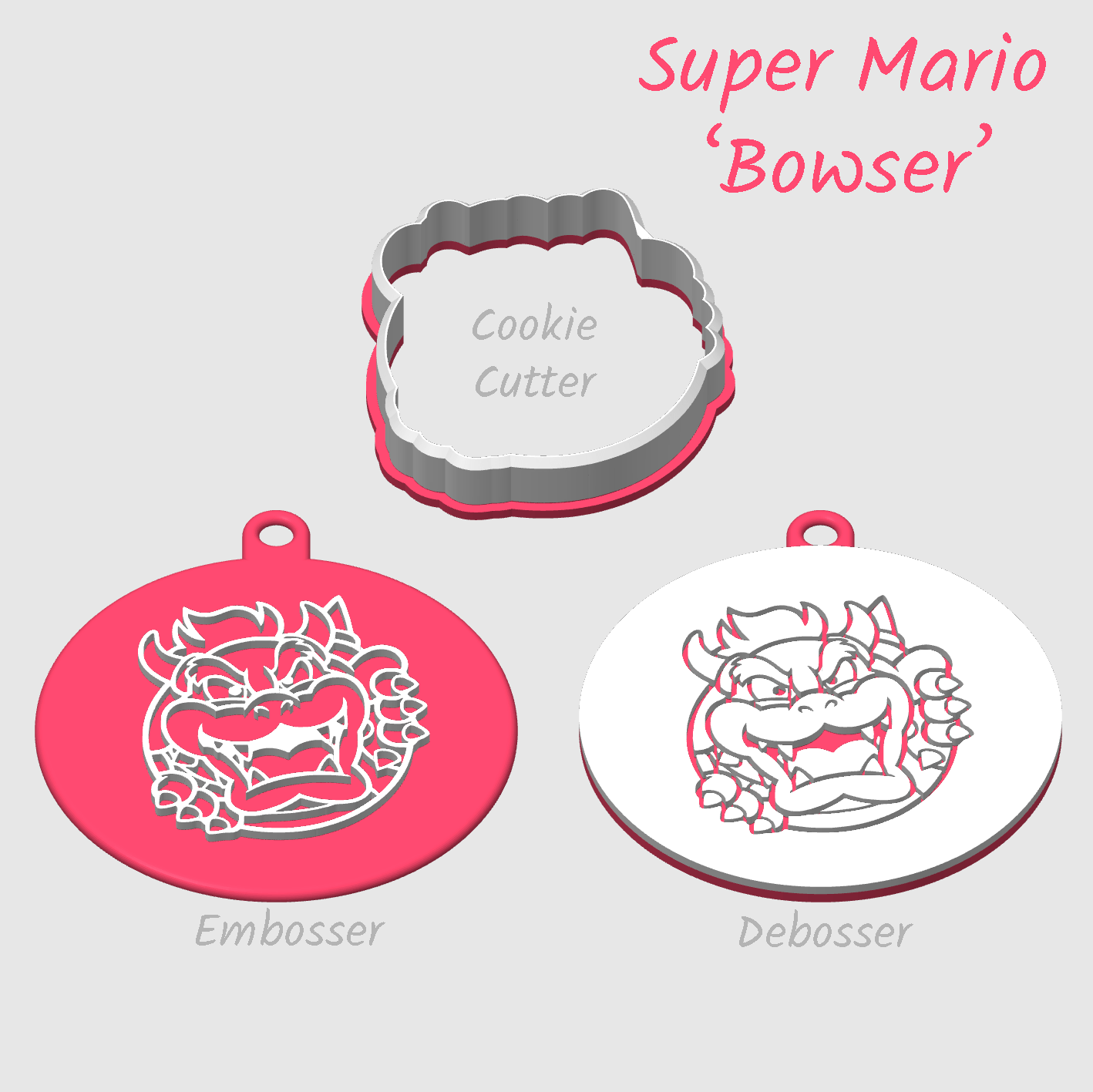 Bowser from Mario movie as embosser or debosser