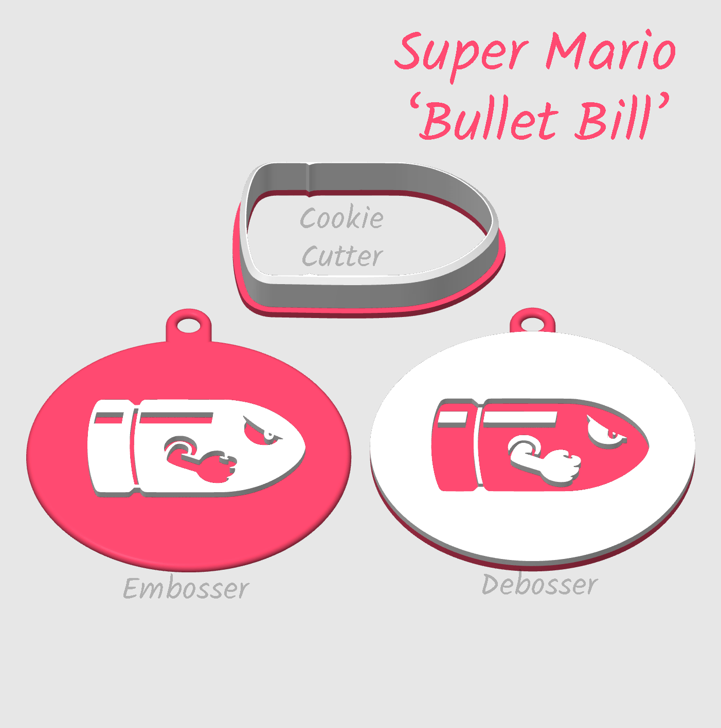 Bullet Bill bad guy from super Mario movie embosser and debosser