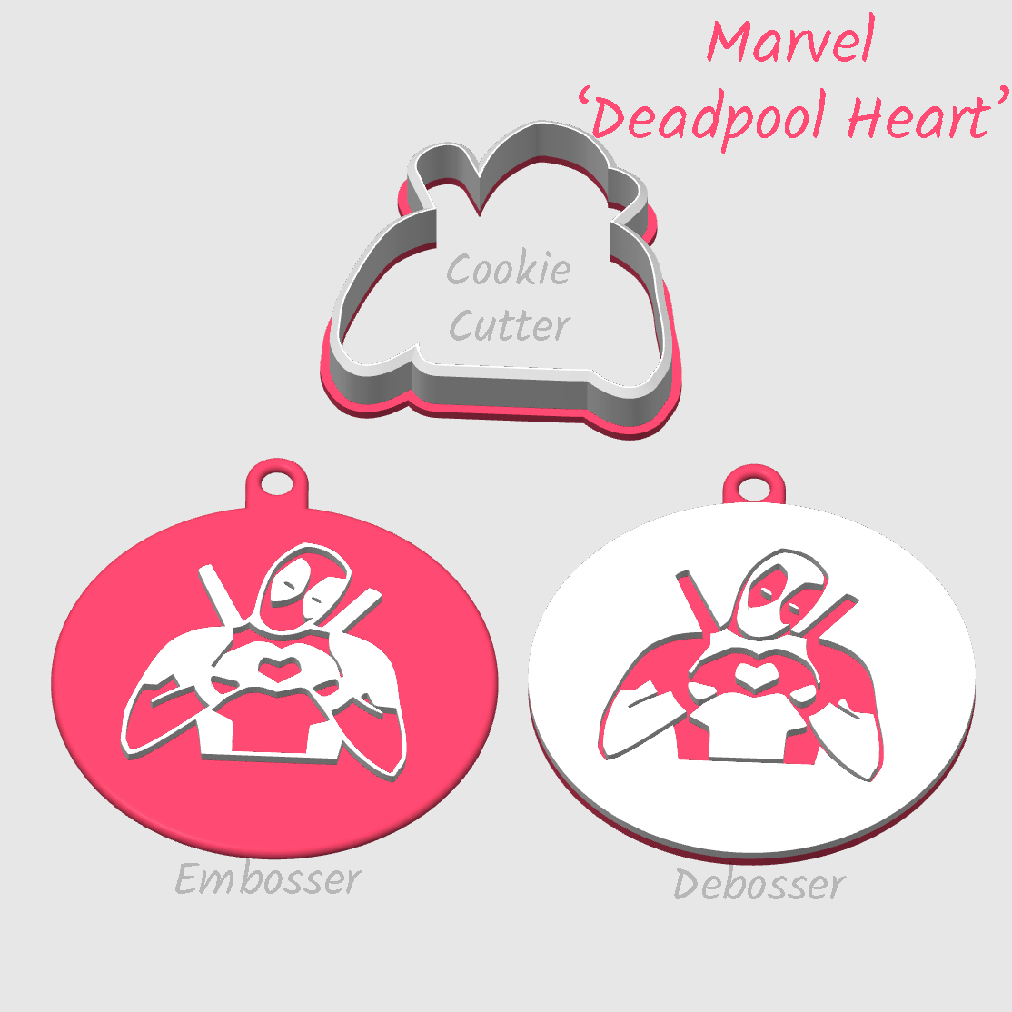deadpool heart hands embosser and debosser