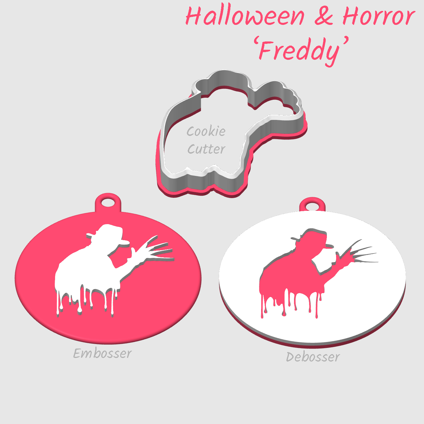 Freddy Krueger halloween and horror cupcake and cookie embosser