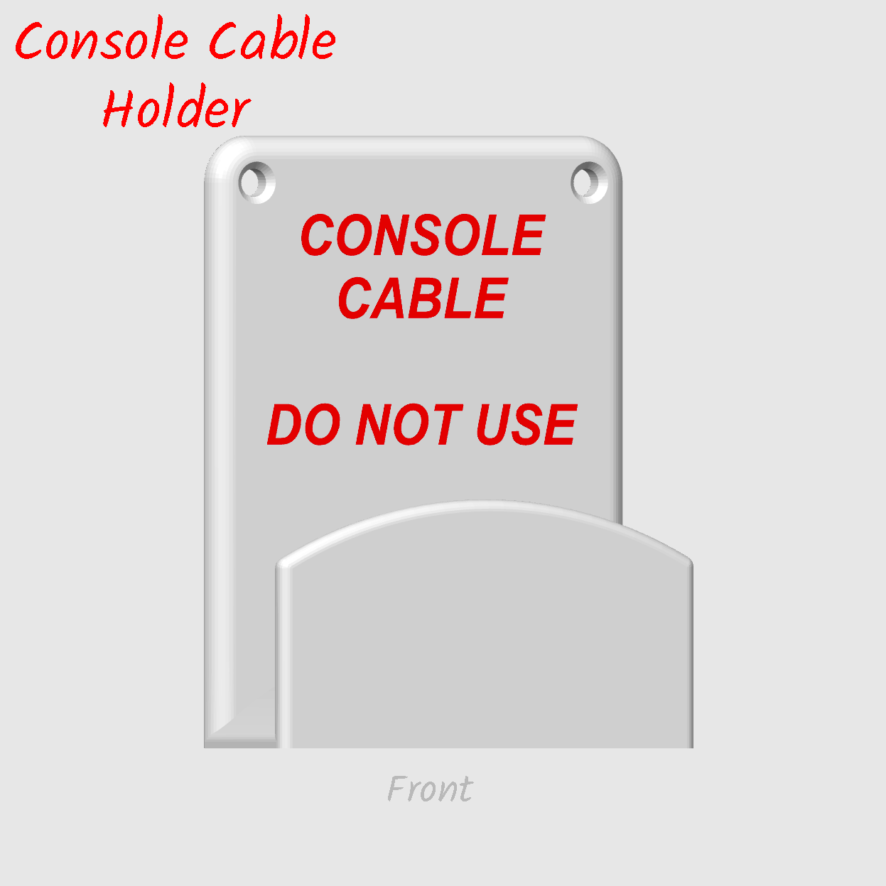 Console Cable Holder with a do not use warning for comms and server room