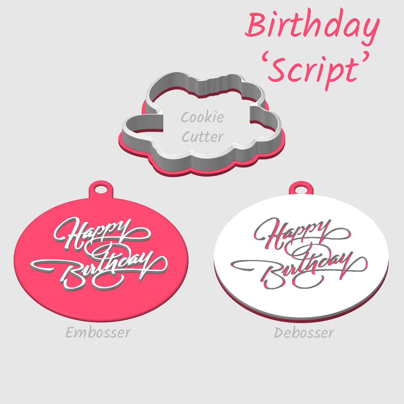 Happy Birthday Script embosser