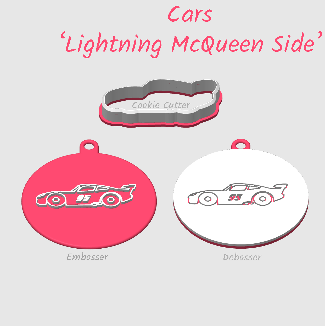 Lightning Mcqueen side profile from cars Pixar cookie embosser or debosser