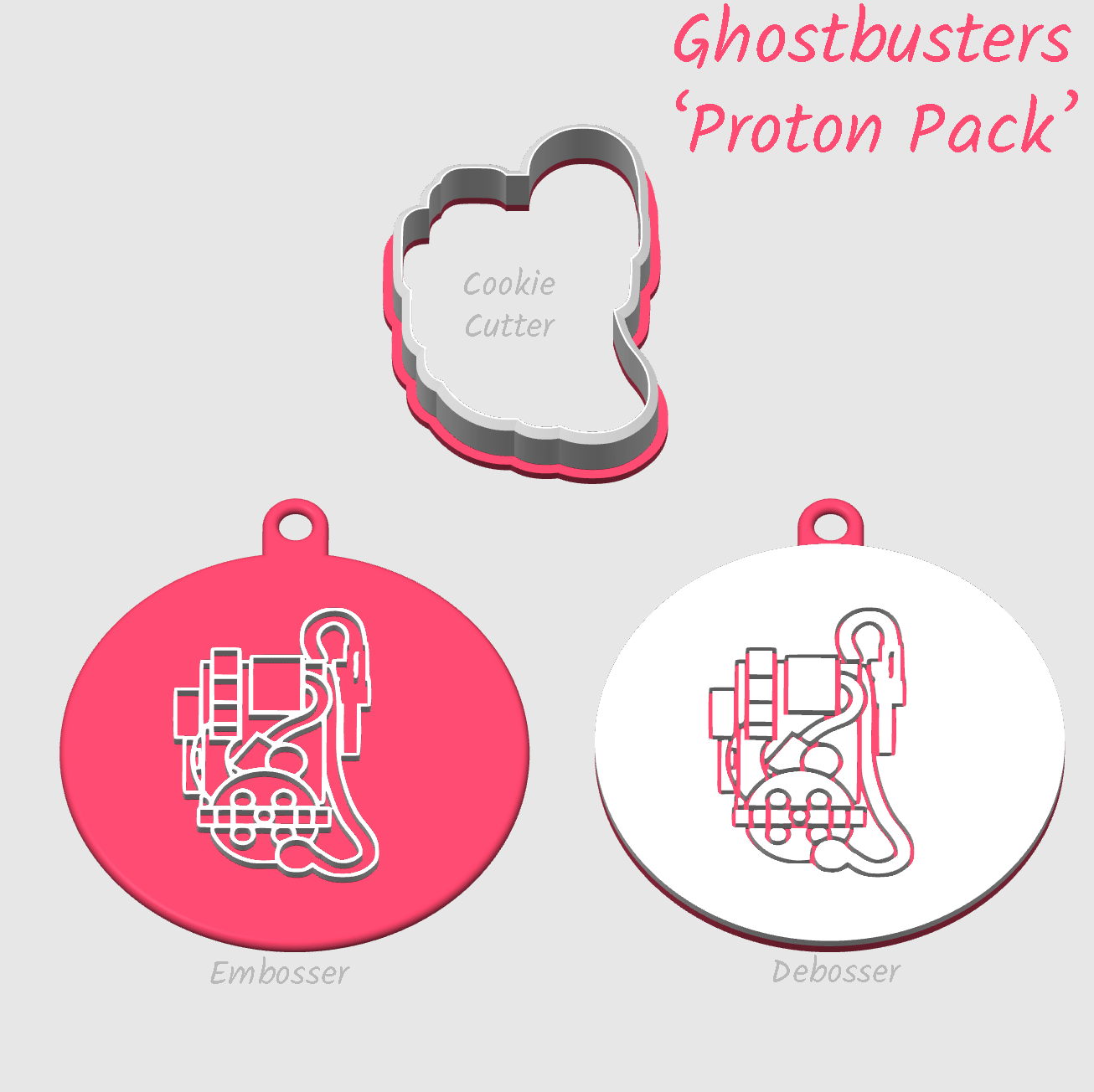Ghostbusters proton pack cupcake and cookie embosser or debosser